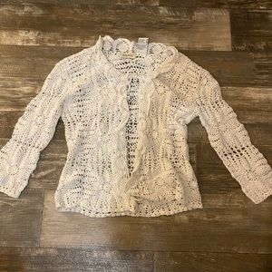 Floral crochet white throw over